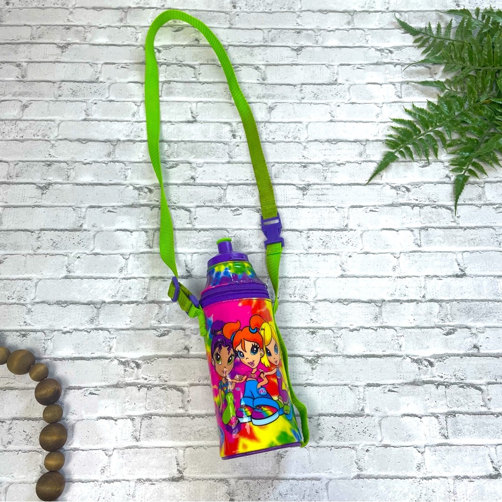 Lisa Frank Rare Vintage Friends Multicolor Tie Dye Girls Water Bottle Strap 90s